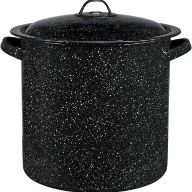 Granite Ware 15.5-Quart Stockpot, Large Capacity for Soups, Stews, Pasta - Durable Graniteware with Non-Stick Surface for Easy Cleaning - Chip-Resistant & Even Heat Distribution (Speckled Black)
